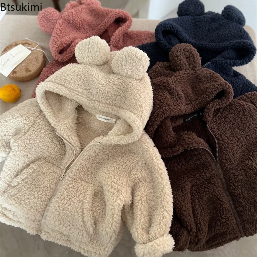 Knit Cardigan Infant - 2026年冬新作 子供用長袖プラッシュコート 裏起毛 厚手 ベビー 女の子用