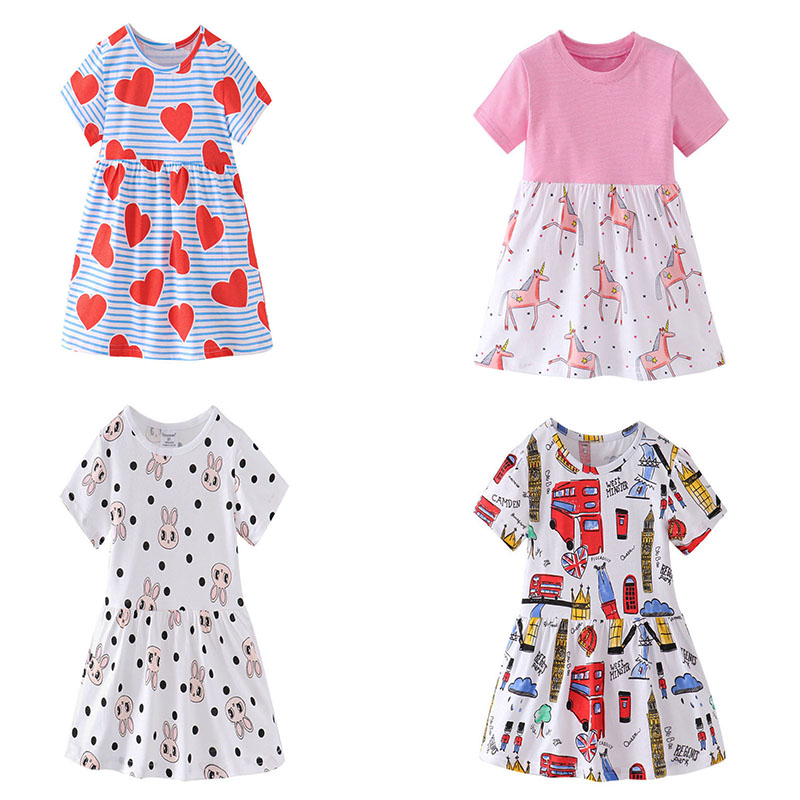Baby Clothing Knitting Patterns - ジャンプメーター 2T-7T プリンセスガールズドレス服誕生日フロック熱い販売ベビー服半袖夏子供服