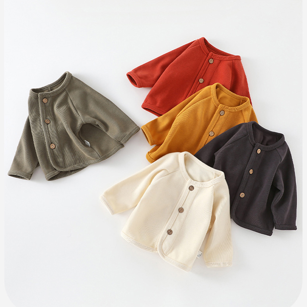 Knit Cardigan Infant - キッズカーディガン無地春秋ニットベビーセーター男の子女の子用新学期幼児アウターコート