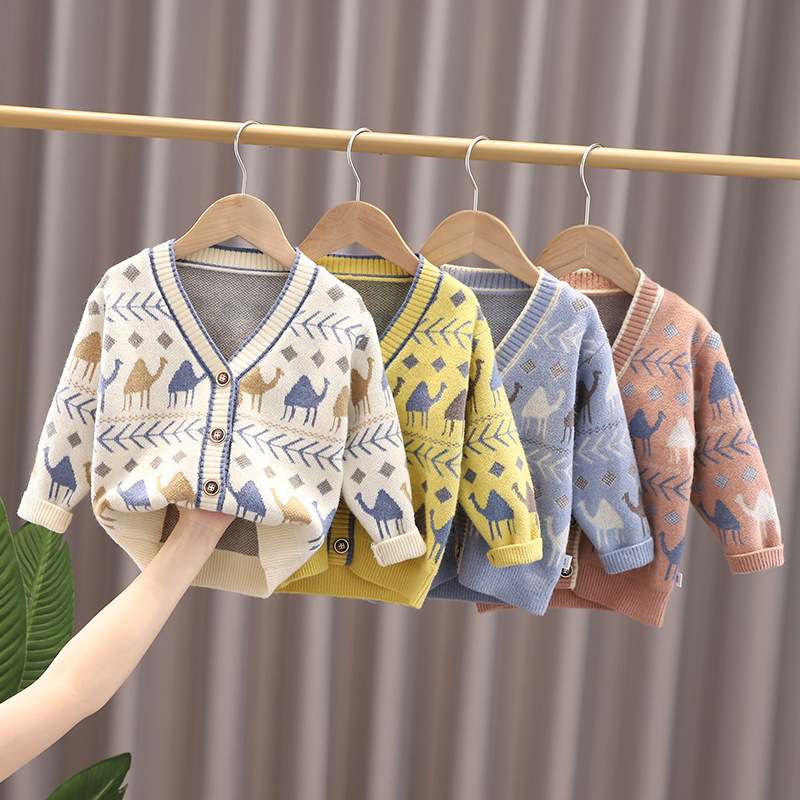 Baby Clothing Knitting Patterns - 秋冬キッズセーターコート 新しいカジュアル 1-5歳 ベビー服 暖かい男の子用子供アウター ニットカーディガンセーター