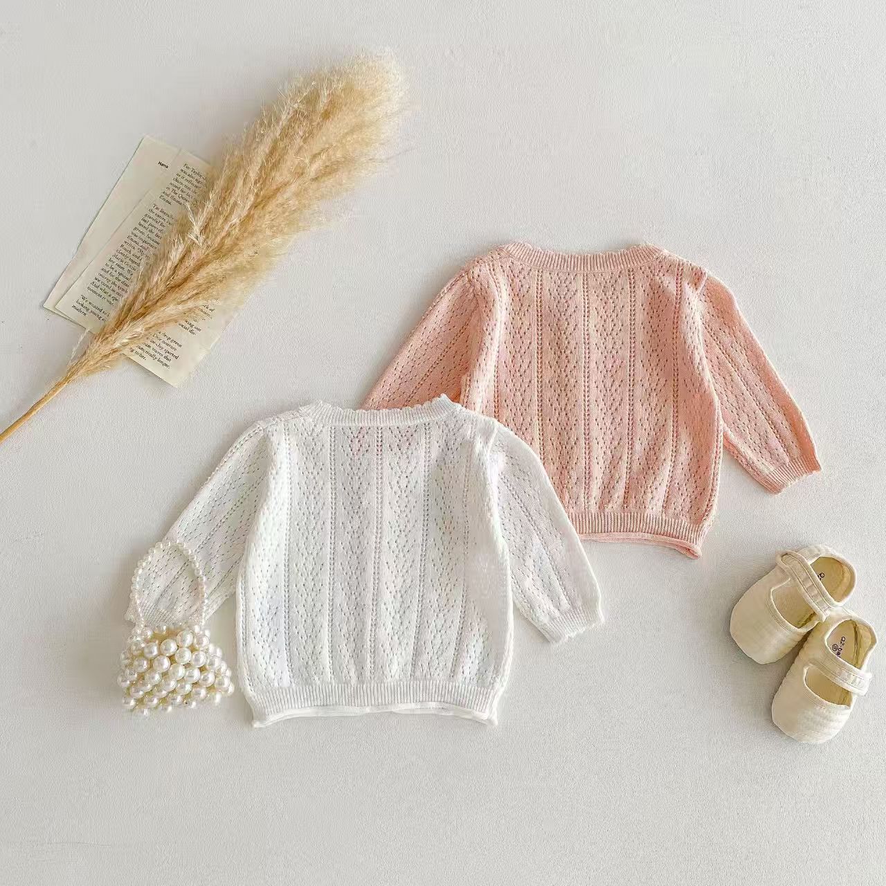 韓国風ベビー女の子用トップス - 甘くて通気性があり、柔らか - Knit Cardigan Infant のレビューと価格