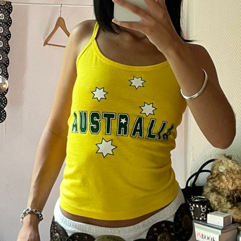 女性の黄色のプリントトップ,y2kの服,ヴィンテージ,パンク - Baby Yellow Clothing Women のレビューと価格