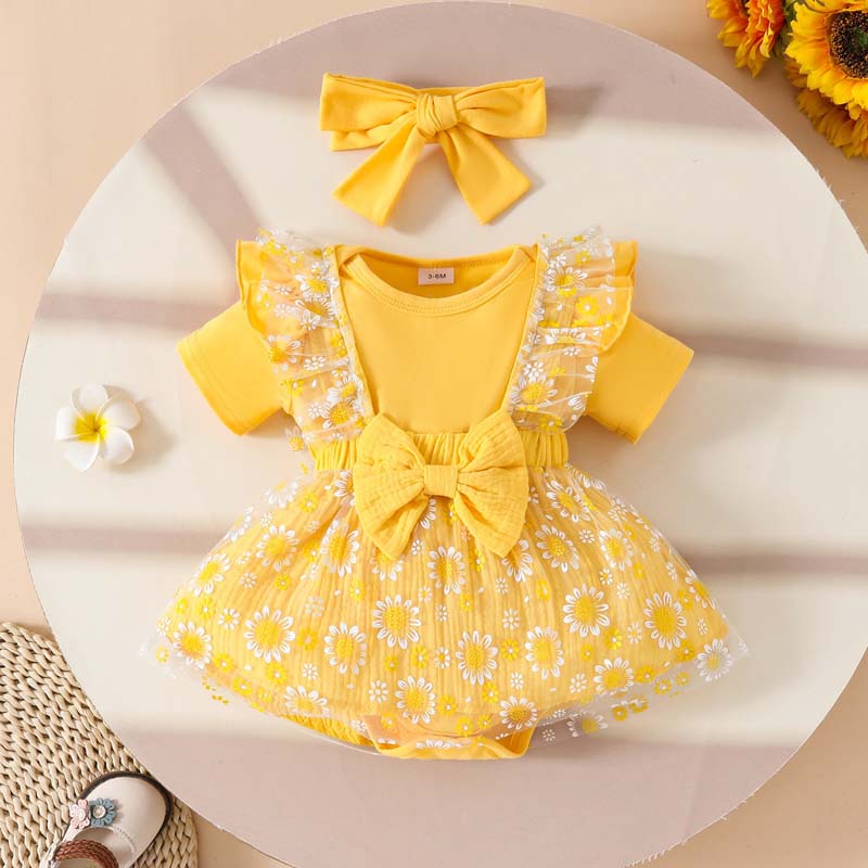 0-18 ヶ月の女の赤ちゃん服 3 ピース衣装夏半袖黄色ボデ - Baby Yellow Clothing Women のレビューと価格