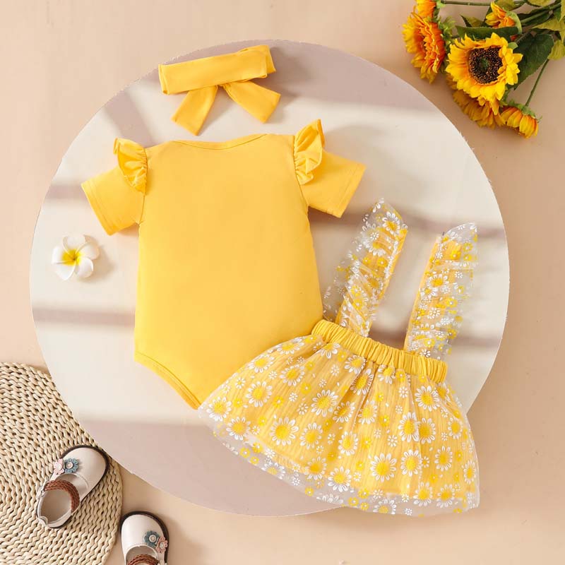 0-18 ヶ月の女の赤ちゃん服 3 ピース衣装夏半袖黄色ボデ - Baby Yellow Clothing Women のレビューと価格
