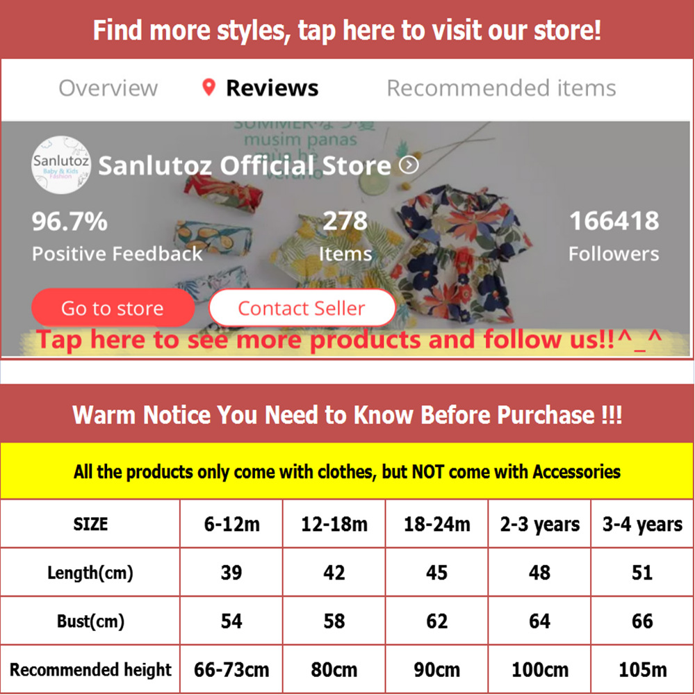 Sanlutoz フルーツプリントサマーホリデーベビードレス - Baby Clothing Knitting Patterns のレビューと価格