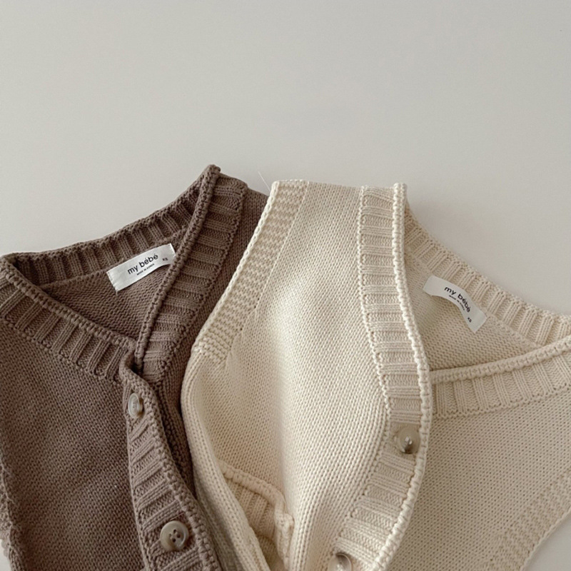 2025年秋新作 ベビー ノースリーブ ニットベスト 無地  - Knit Cardigan Infant のレビューと価格