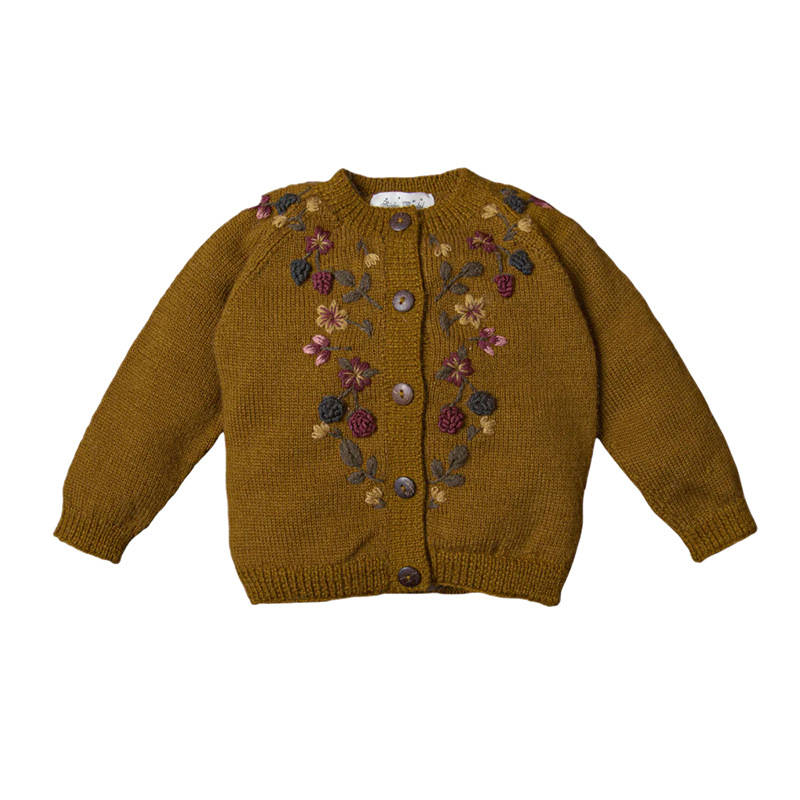 女の子のための刺繍されたブラックベリーカーディガン、新生児の - Knit Cardigan Infant のレビューと価格